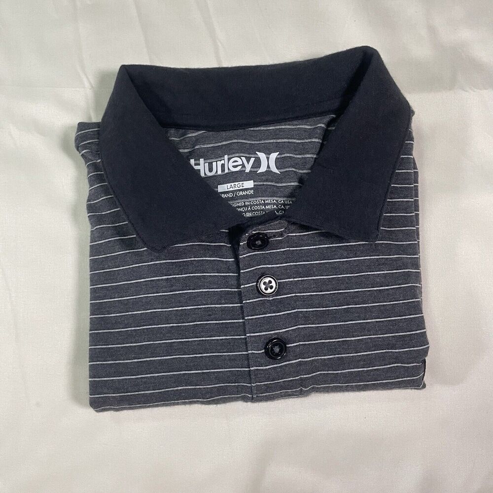 Hurley Polo Shirt Striped Short Sleeve Collared Casual Men’s Size Large